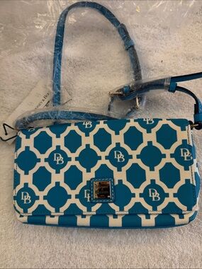 Dooney & Bourke Teal and White Becca Crossbody NWT